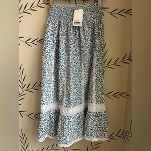 NEW Pink City Prints Cienna Midi Skirt. Sky Florentine. M/L. NWT.